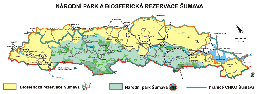 Mapa - Národní park Šumava